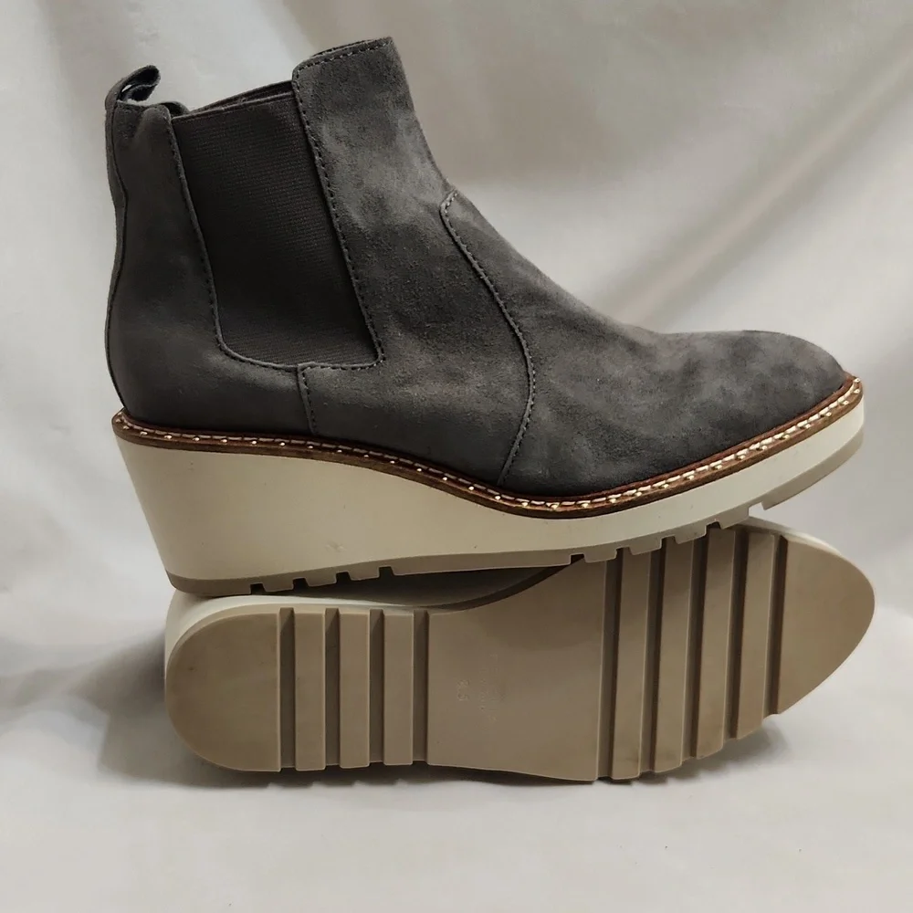 Cecelia New York Gemma Slip-on Suede Low Wedge Ankle Boots (W Size 8.5)